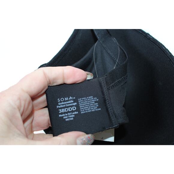 Soma Embraceable Signature Lace Perfect Coverage Bra Black 38 DDD NWT - Picture 6 of 6